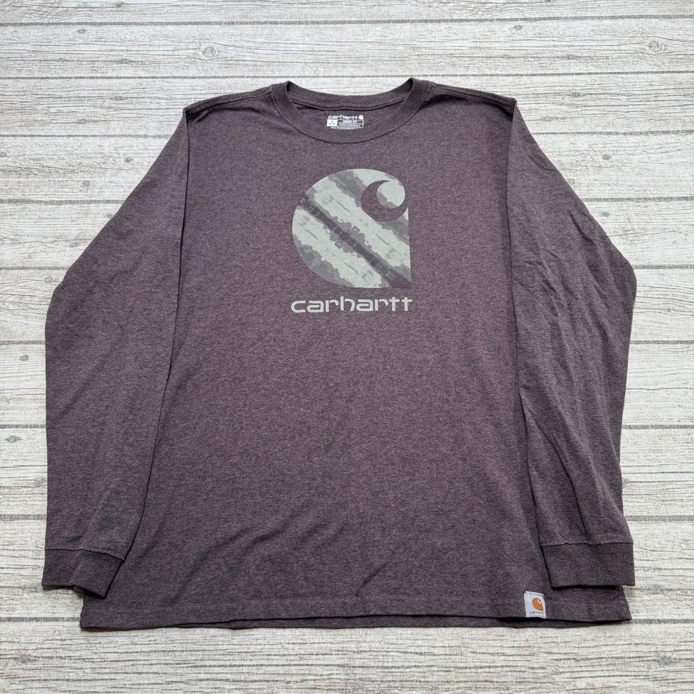 Carhartt Shirt Women's Large Purple Loose Long Sleeve Utility Pullover Outdoor